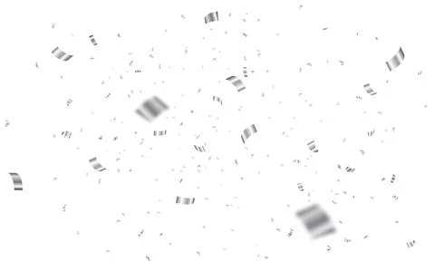 Silver confetti. Falling decoration elements. Shiny defocused serpentine 스톡 일러스트