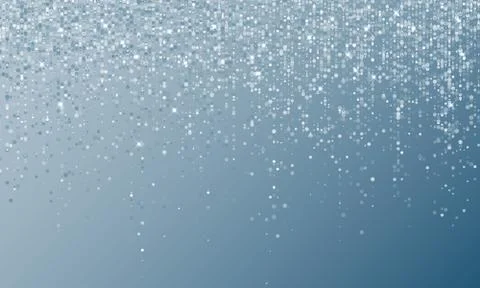 Silver confetti falling vector party background. Carnival birthday glitter, s Stock Illustration