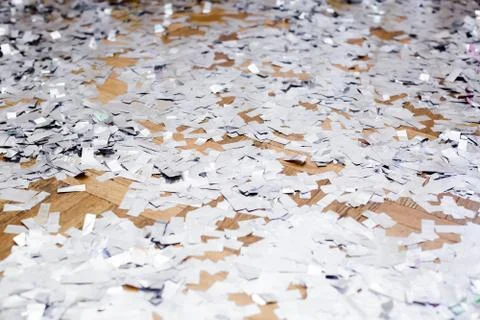 Silver confetti on the floor Foto stock