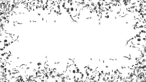 Silver confetti frame. Rectangle decoration for Christmas card or poster.  스톡 사진