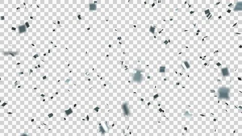 Silver confetti over transparent background with depth of field. 3D render. Stock Illustration