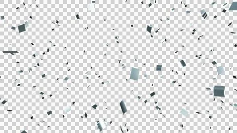 Silver confetti over transparent background. 3D render. Stock Illustration