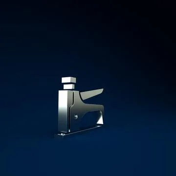 Silver Construction stapler icon isolated on blue background. Working tool. M Stock Illustration