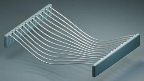 Silver Cords Undulating Between Two Blue Support Bars 库存影片 347927696