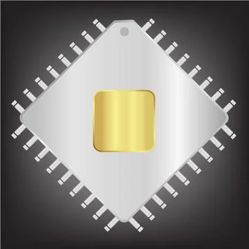 Silver CPU (central processing unit) Stock Illustration