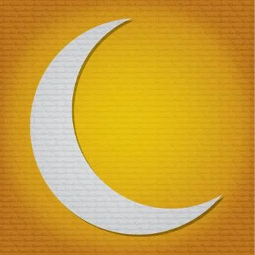 Silver crescent moon "Eid Mubarak" (Blessed Eid) text pattern ca Stock Illustration