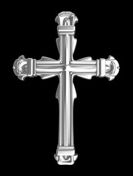 Silver cross over black Stock Illustration