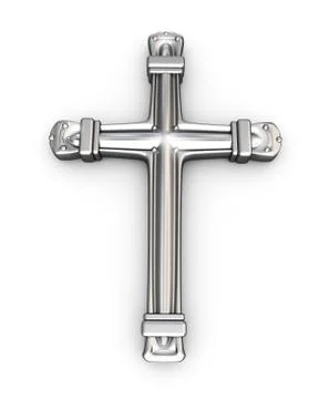Silver cross over white Stock Illustration