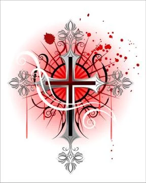 Silver Cross on a White Background Stock Illustration