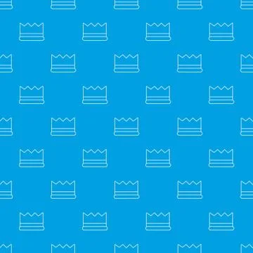 Silver crown pattern vector seamless blue Stock Illustration