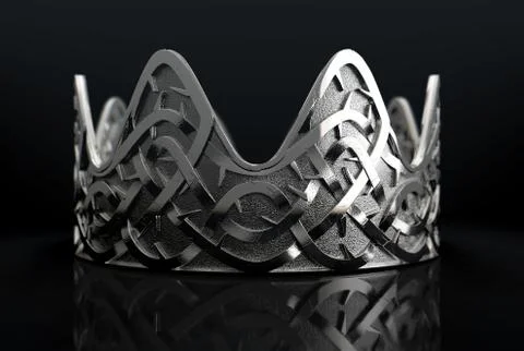 Silver Crown With Thorn Patterns. Illustrazione stock