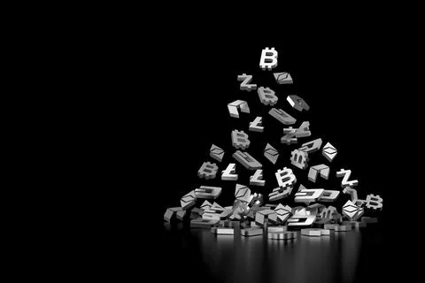 Silver crypto currency. 3D banner design. Stock Illustration