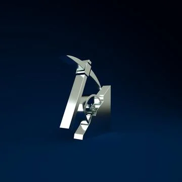 Silver Cryptocurrency cloud mining icon isolated on blue background. Cloud wi Stock Illustration