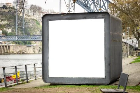 Silver Cube Advertisement Mockup Stock Photos
