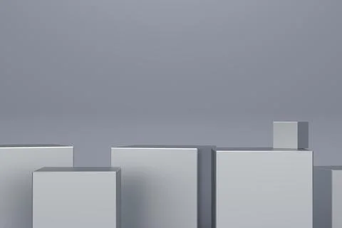 Silver cube on gray background. 3d rendering 스톡 일러스트
