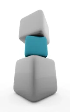 Silver cubes concept one is blue isolated Stock Illustration