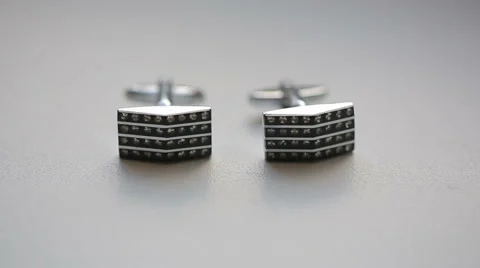 Silver cuff links Stock Footage 46197796