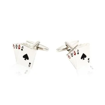 Silver cuff links on white Stock Photos