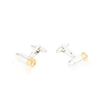 Silver cuff links on white Stock Photos