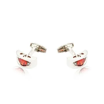 Silver cuff links on white Stock Photos