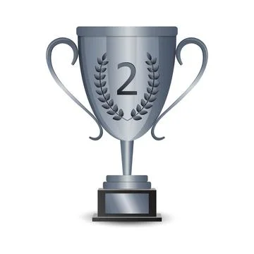 Silver cup, award for second place isolated on transparent background. Stock Illustration