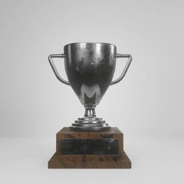 Silver cup or trophy goblet for second place,3D Illustration Stock-Illustration