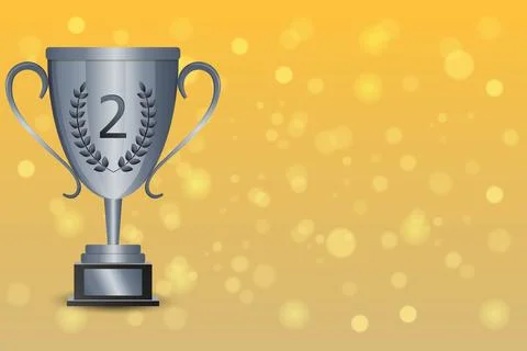 Silver cup, second place award on the side of the image against a backgroun.. Stock Illustration
