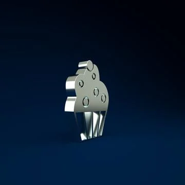Silver Cupcake icon isolated on blue background. Minimalism concept. 3d illus Stock Illustration