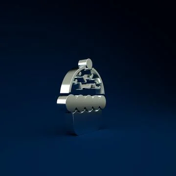 Silver Cupcake icon isolated on blue background. Minimalism concept. 3d illus Stock Illustration