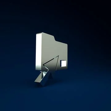 Silver Cursor click document folder icon isolated on blue background. Account Stock-Illustration