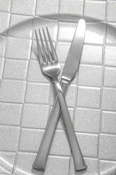 Silver cutlery background Stock-Fotos