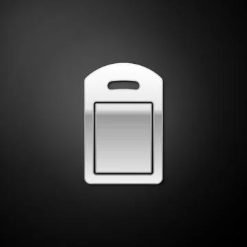 Silver Cutting board icon isolated on black background. Chopping Board symbol Stock Illustration