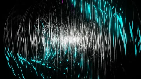 Silver with Cyan and Pink Sci-Fi Spiraling Splines Background VJ Loop in 4K Video stock 249879683