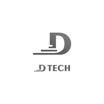 Silver D Letter Technology Logo Template. Vector. Icon Stock Illustration