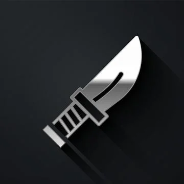 Silver Dagger icon isolated on black background. Knife icon. Sword with sha.. Stock Illustration
