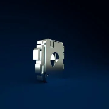 Silver Daily paper notepad icon isolated on blue background. Minimalism conce Ilustração Stock