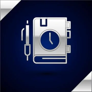 Silver Daily paper notepad icon isolated on dark blue background. Vector Stock Illustration