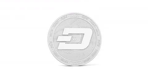 Silver Dash coin spinning in perfect loop on white background. 스톡 동영상 82285767