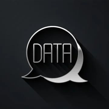 Silver Data analysis icon isolated on black background. Business data analysi Stock Illustration