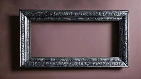 Silver decorated horizontal rectangular frame for a picture with slowly mov.. Stock Footage 273954320