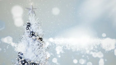 Silver Decorative Luxury Christmas tree decoration with motion bokeh. Stock Footage 217353202