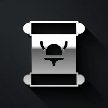 Silver Decree, paper, parchment, scroll icon icon isolated on black backgro.. Stock Illustration