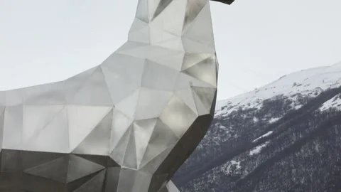 Silver deer statue 1 Stock Footage 327870117