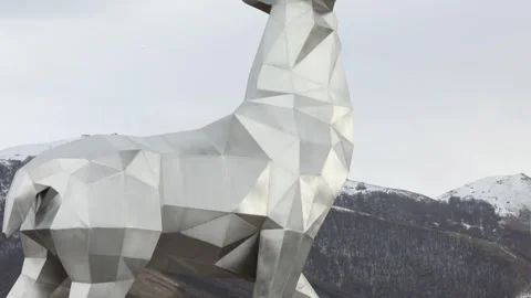 Silver deer statue 3 Stock Footage 327870116