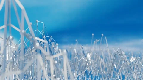 Silver deformable lattice with spheres on top moves against the background of a  Stock-Footage 310319908