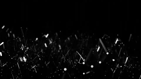 Silver deformable lattice with spheres on top moves on black dark background. 3d Stock Footage 310319912