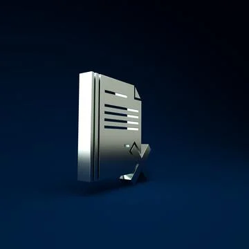 Silver Delete file document icon isolated on blue background. Rejected docume Illustrazione stock