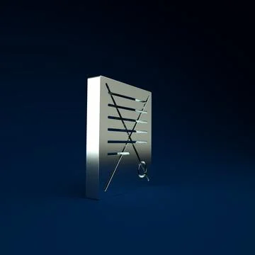 Silver Delete file document icon isolated on blue background. Rejected docume Stock Illustration