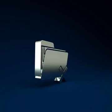 Silver Delete folder icon isolated on blue background. Folder with recycle bi Stock Illustration