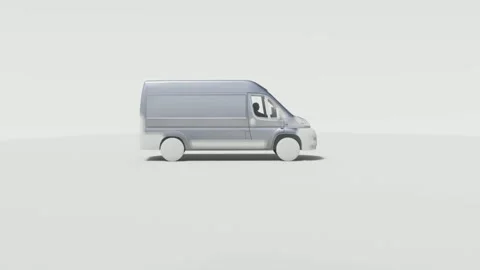 Silver Delivery Van Moving on White Background Stock Footage 331049686